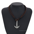 Necklace-00265 XP moda acero inoxidable joyas cuero diseño simple ancla collar para hombres